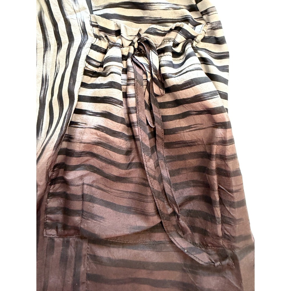 Anthropologie Nanette Lepore 100% Silk Embroidered Ombre Chocolate Brown Boho 8 - Picture 5 of 11